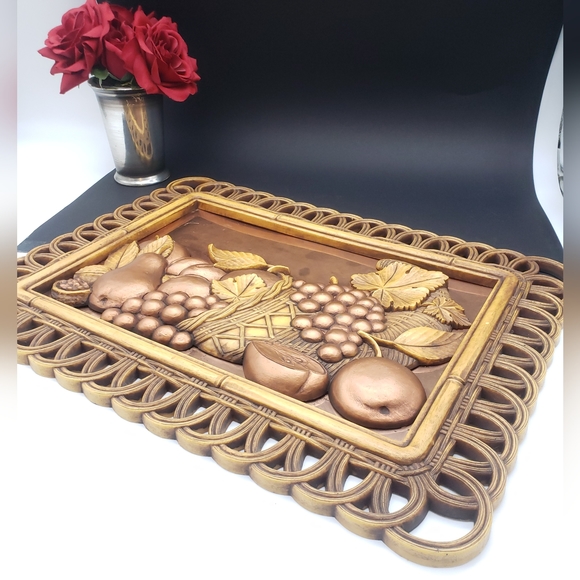 Vintage Dart Coppercraft Cornucopia Fruit Basket Wall Hanging Unique MCM Decor - Picture 16 of 16